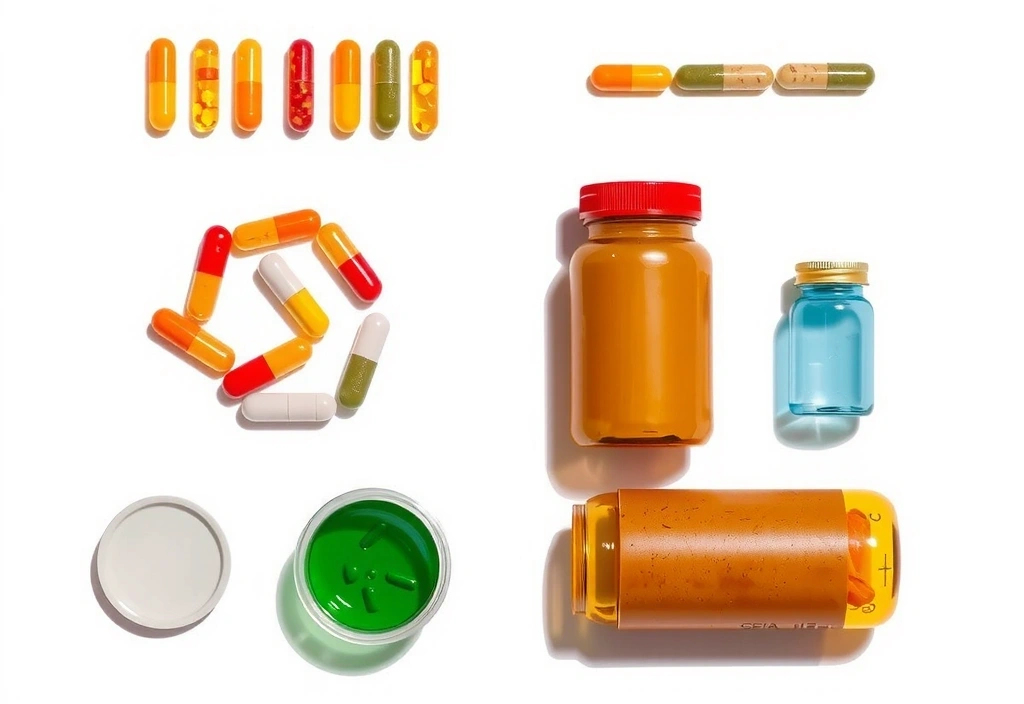 Doplňky stravy v barevných lahvičkách