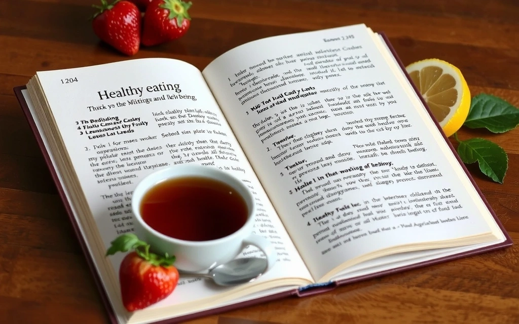 Otevřená kniha s články o zdravé výživě a tipech